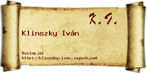 Klinszky Iván névjegykártya