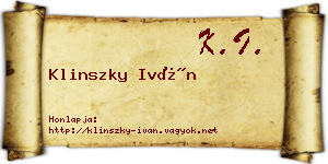 Klinszky Iván névjegykártya