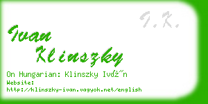 ivan klinszky business card